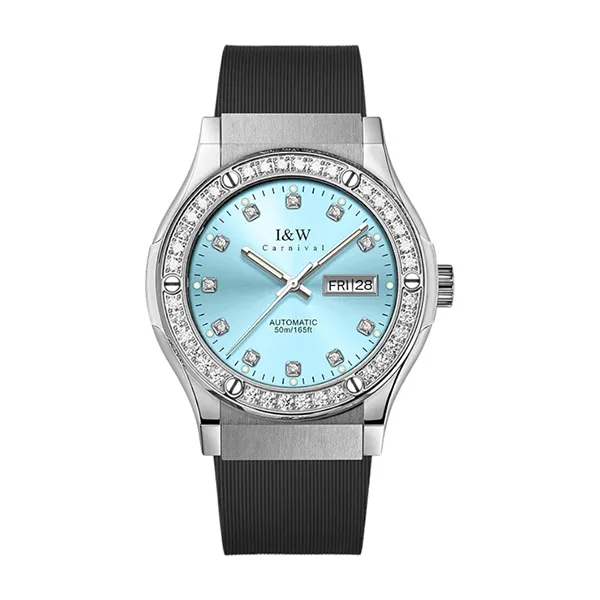 Đồng Hồ Nam I&W Carnival Silicon Strap Automatic IW55851GD-DS (IW55851G63) Màu Bạc Phối Xanh