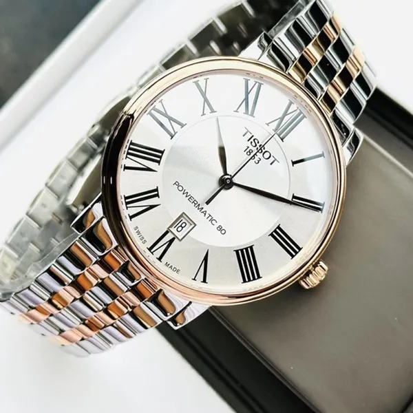 Đồng Hồ Nam Tissot Carson Automatic Silver Dial Two-tone T122.407.22.033.00 Màu Bạc Vàng Hồng
