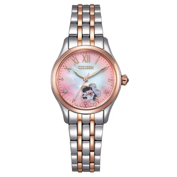 Đồng Hồ Nữ Citizen Luna Automatic Crystal Pink Dial Two Tone Watch PR1044-87Y Màu Hồng Bạc