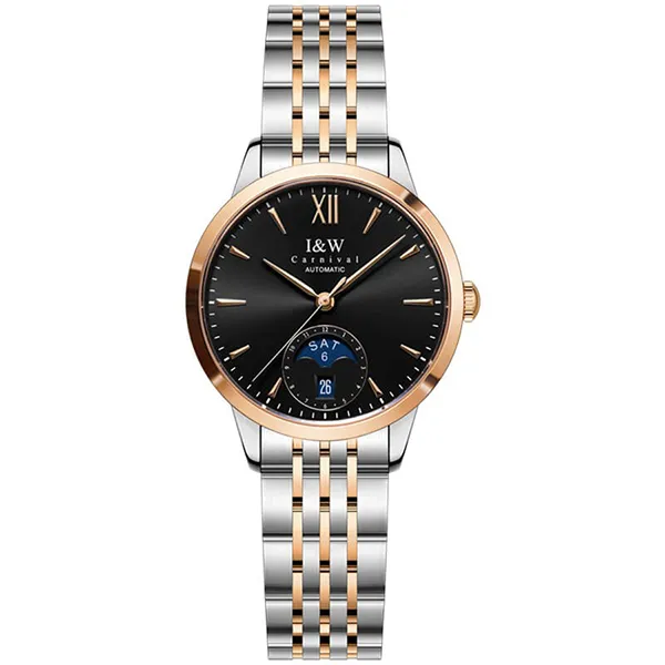 Đồng Hồ Nữ I&W Carnival IW527L-DT – Automatic (IW527L10) Màu Đen-Vàng Hồng