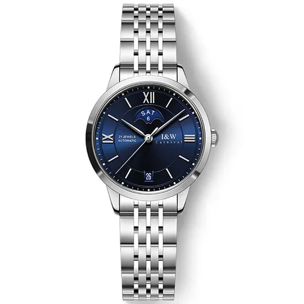 Đồng Hồ Nữ I&W Carnival IW528L-DT – Automatic (IW528L11) Màu Xanh Bạc - Đồng hồ - Vua Hàng Hiệu