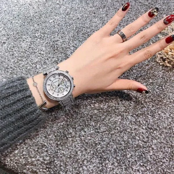Đồng Hồ Nữ Michael Kors MK Parker Silver Tone Crystal Watch MK5572 Màu Bạc - Đồng hồ - Vua Hàng Hiệu