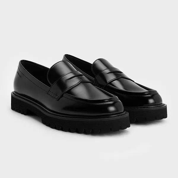 Giày Lười Nữ Charles & Keith CNK Kaiya Penny Loafers Black Box CK1-71720030 Màu Đen Size 39