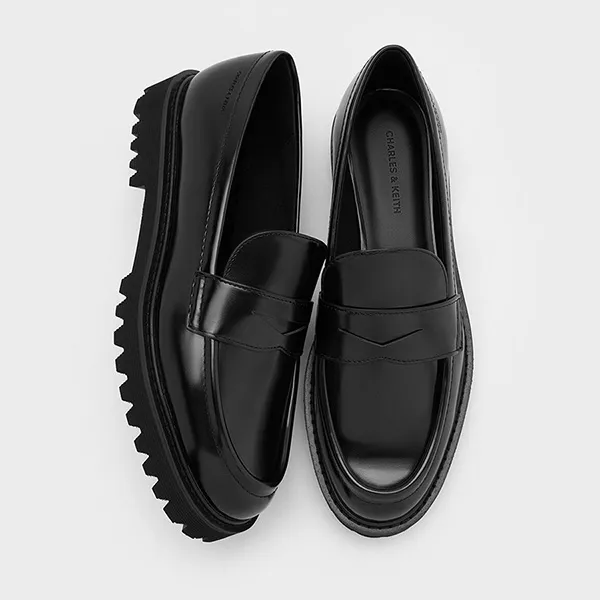 Giày Lười Nữ Charles & Keith CNK Kaiya Penny Loafers Black Box CK1-71720030 Màu Đen Size 39