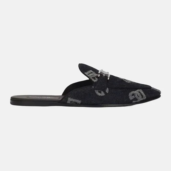 Giày Sục Dolce & Gabbana D&G Denim Nhiều Chữ A80311AH43880650 Màu Đen Size 5