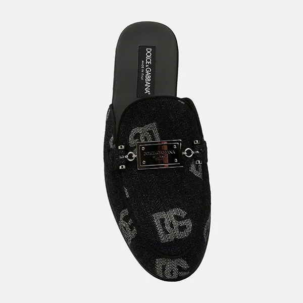 Giày Sục Dolce & Gabbana D&G Denim Nhiều Chữ A80311AH43880650 Màu Đen Size 5