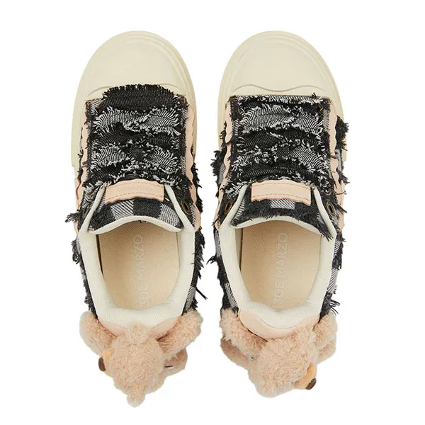 Giày Thể Thao Nữ 13 De Marzo Bear Denim Badge Màu Đen Size 35