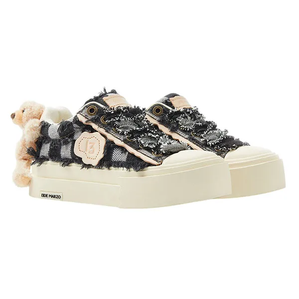 Giày Thể Thao Nữ 13 De Marzo Bear Denim Badge Màu Đen Size 35