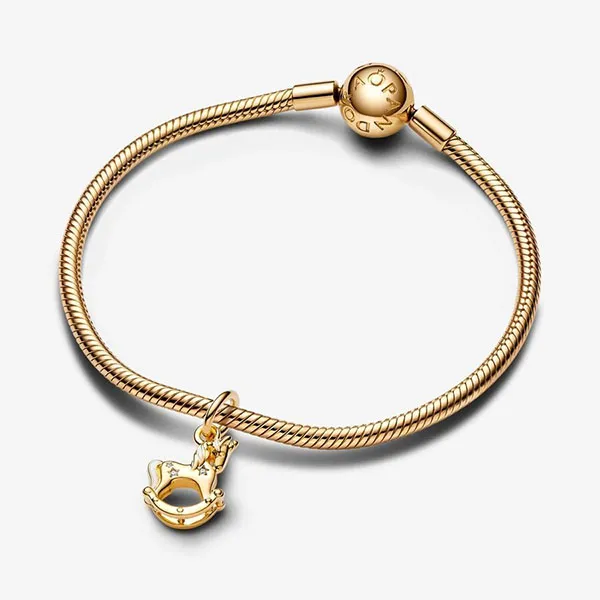 Hạt Vòng Charm Pandora Rocking Unicorn Dangle 762978C01 Màu Vàng Gold