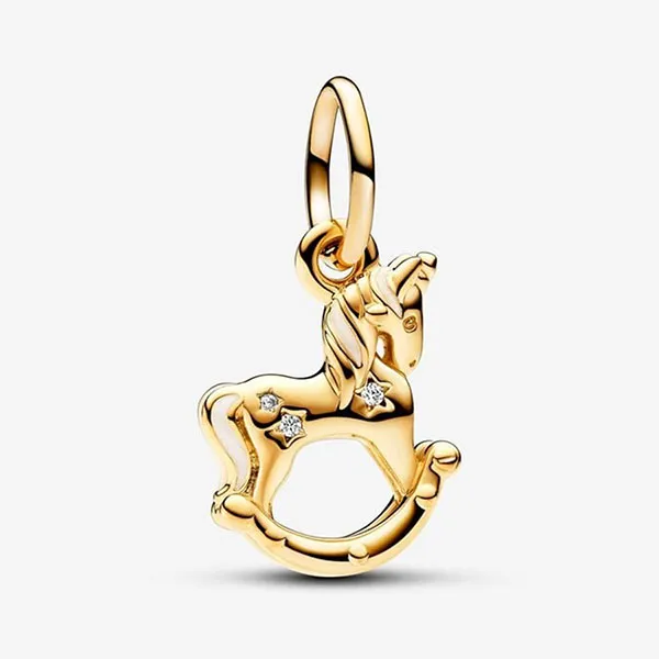 Hạt Vòng Charm Pandora Rocking Unicorn Dangle 762978C01 Màu Vàng Gold