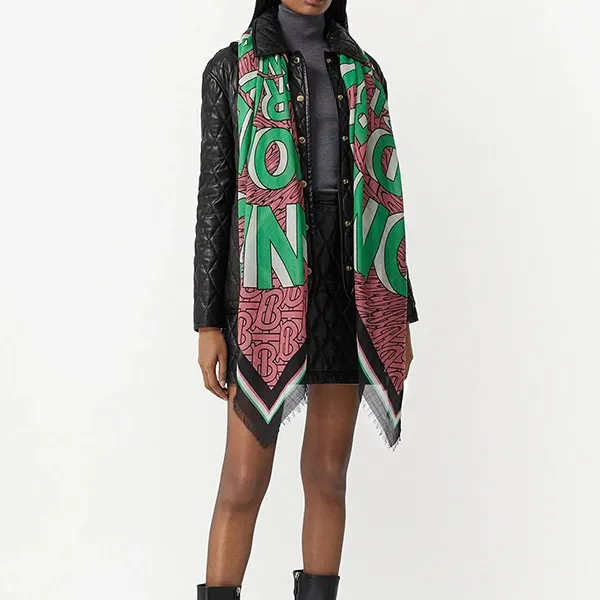 Khăn Choàng Burberry Logo Print Silk Wool Scarf 8037502 Phối Màu