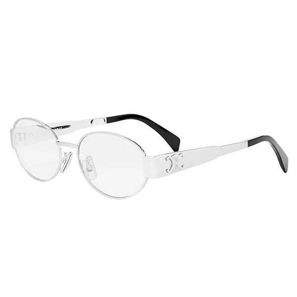 Kính Mắt Unisex Cận Celine Triomphe Metal CL50140U 016 Eyeglasses Màu Bạc - Kính mắt - Vua Hàng Hiệu