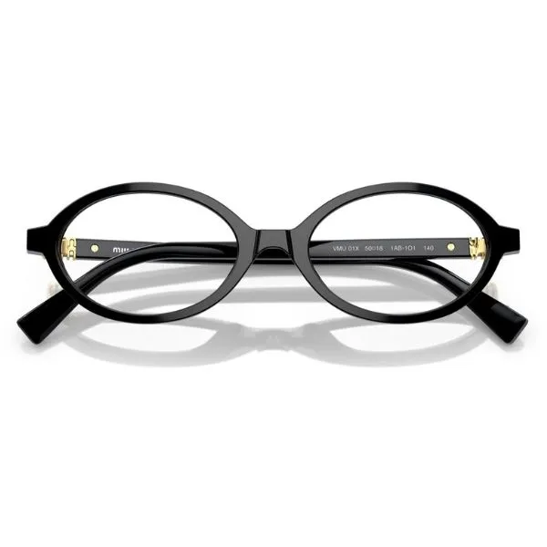 Kính Mắt Cận Nữ Miu Miu Oval Eyeglasses VMU01X 1AB101 Màu Đen - Kính mắt - Vua Hàng Hiệu