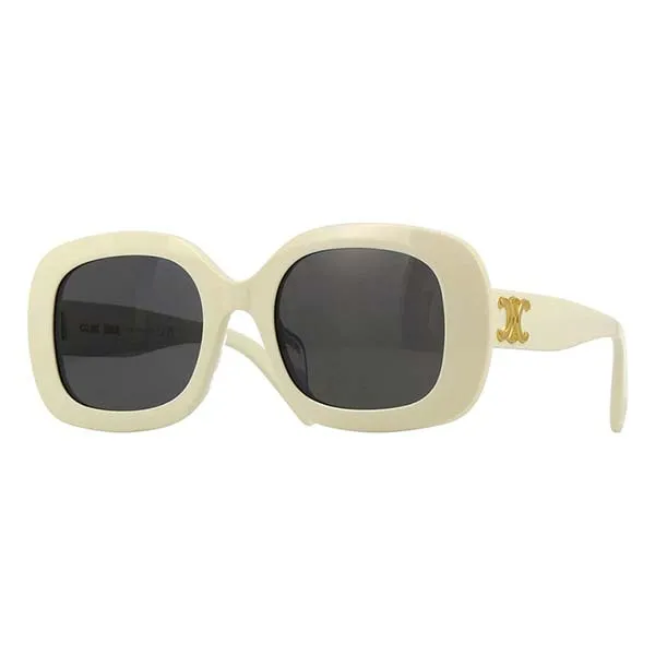 Kính Mát Unisex Celine Triomphe CL40282U_25A Bản To Màu Trắng Kem