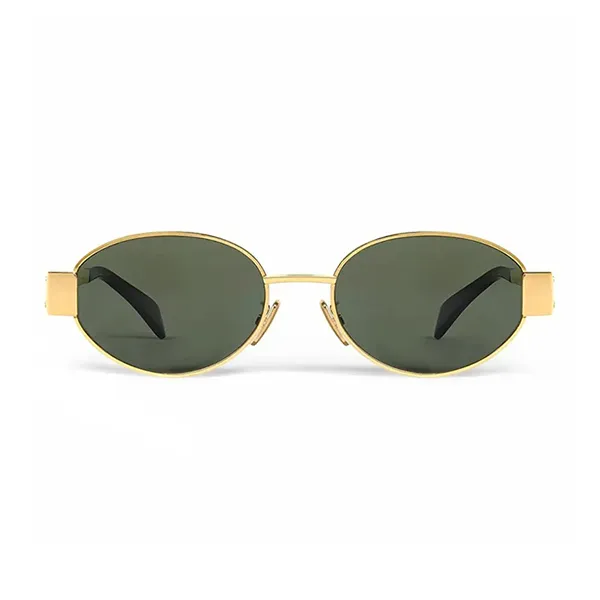 Kính Mát Unisex Celine Triomphe Oval Sunglasses CL40235U_5430N Màu Xanh Vàng - Kính mắt - Vua Hàng Hiệu