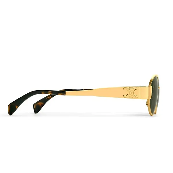 Kính Mát Unisex Celine Triomphe Oval Sunglasses CL40235U_5430N Màu Xanh Vàng - Kính mắt - Vua Hàng Hiệu