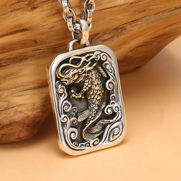 Mặt Dây Chuyền Bạc Nam Lili Jewelry Cá Chép Hóa Rồng Matthias LILI_076415 Màu Bạc - Trang sức - Vua Hàng Hiệu