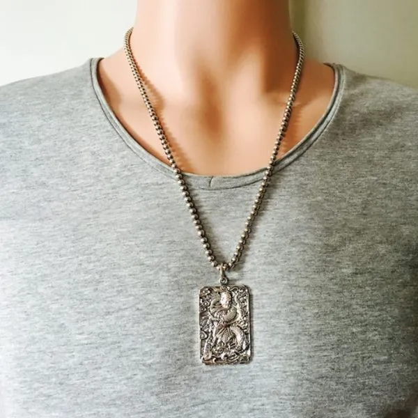 Mặt Dây Chuyền Bạc Nam Lili Jewelry Quan Công LILI_926248 Màu Bạc - Trang sức - Vua Hàng Hiệu