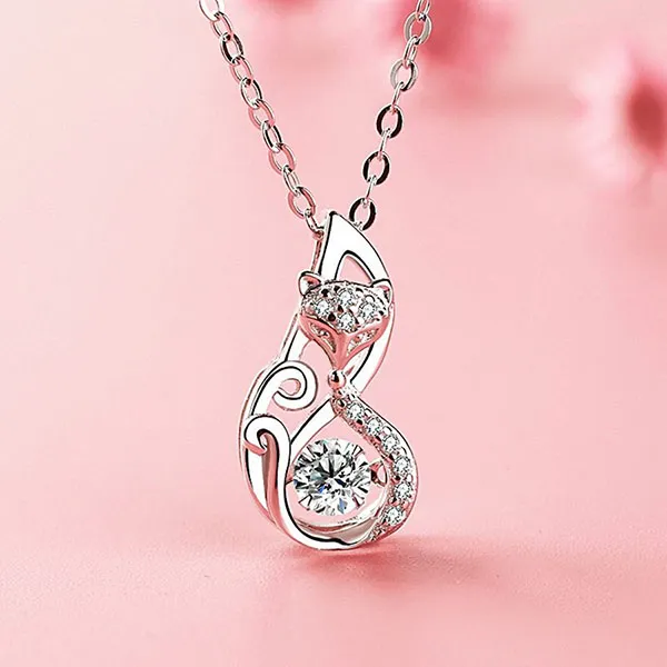 Dây Chuyền Nữ Lili Jewelry Đính Đá CZ Hồ Ly Phong Thủy LILI_296994 Màu Bạc