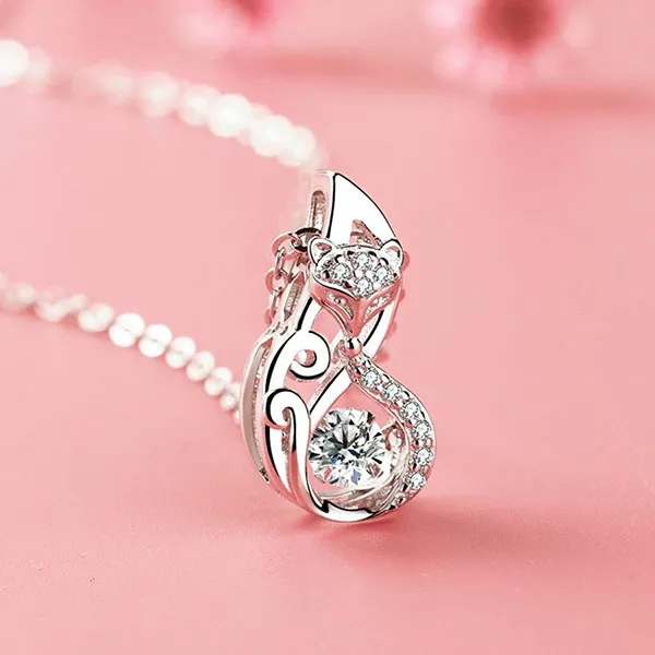 Dây Chuyền Nữ Lili Jewelry Đính Đá CZ Hồ Ly Phong Thủy LILI_296994 Màu Bạc