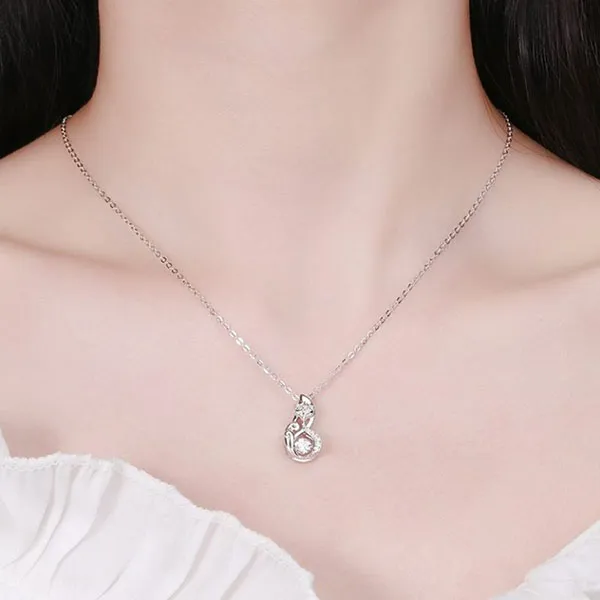 Dây Chuyền Nữ Lili Jewelry Đính Đá CZ Hồ Ly Phong Thủy LILI_296994 Màu Bạc