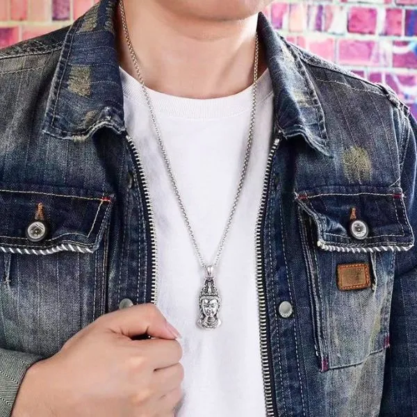 Mặt Dây Chuyền Bạc Thái Nam Lili Jewelry Hình Quan Âm Bồ Tát LILI_076425 Màu Bạc
