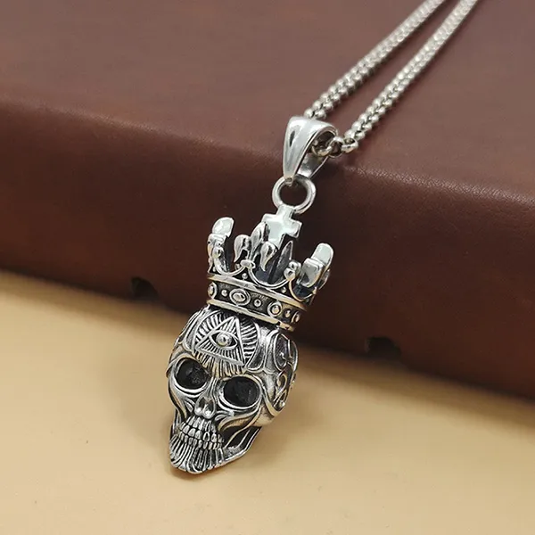 Mặt Dây Chuyền Nam Lili Jewelry Đầu Lâu Vương Miện Frank LILI_078166 Màu Bạc