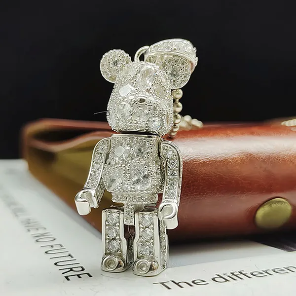 Mặt Dây Chuyền Nam Lili Jewelry Đính Đá CZ Chú Gấu Bearbrick LILI_076826 Màu Bạc - Trang sức - Vua Hàng Hiệu