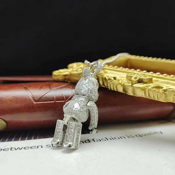 Mặt Dây Chuyền Nam Lili Jewelry Đính Đá CZ Chú Gấu Bearbrick LILI_076826 Màu Bạc - Trang sức - Vua Hàng Hiệu