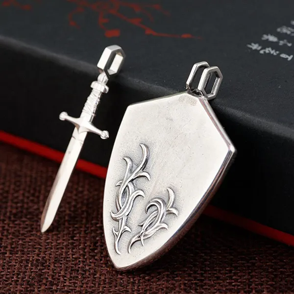 Mặt Dây Chuyền Nam Lili Jewelry Ghép Kiếm Và Khiên LILI_188155 Màu Bạc - Trang sức - Vua Hàng Hiệu