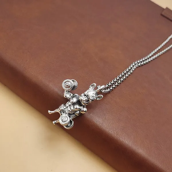 Mặt Dây Chuyền Nam Lili Jewelry Hình Chú Chó Marcelo Cơ Bắp LILI_076619 Màu Bạc