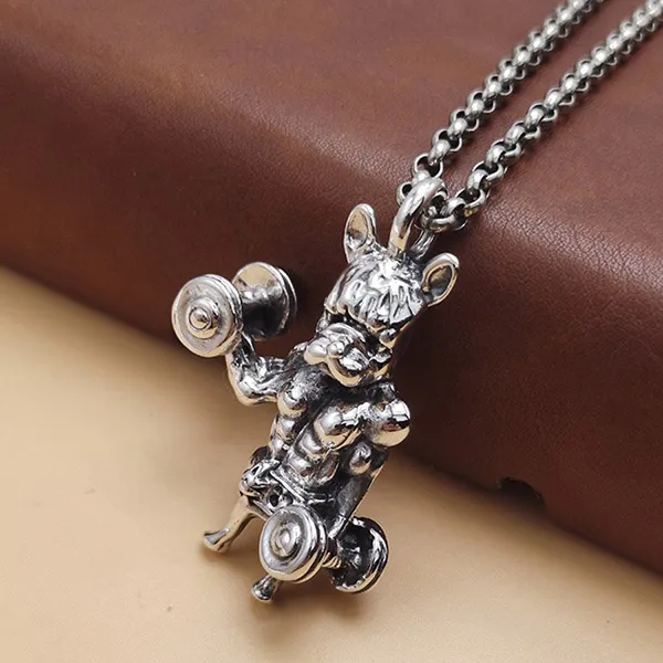 Mặt Dây Chuyền Nam Lili Jewelry Hình Chú Chó Marcelo Cơ Bắp LILI_076619 Màu Bạc