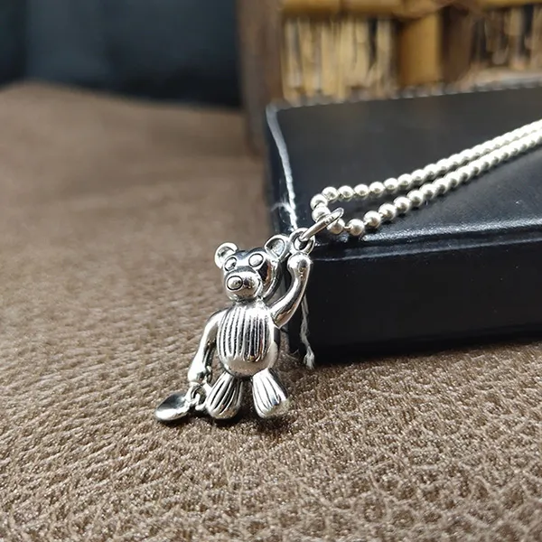 Mặt Dây Chuyền Nam Lili Jewelry Hình Chú Gấu Alondra LILI_058595 Màu Bạc
