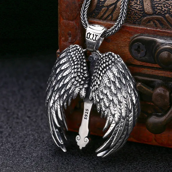 Mặt Dây Chuyền Nam Lili Jewelry Hình Chữ Thập Đôi Cánh Thiên Thần Brock LILI_080055 Màu Bạc/Đen - Trang sức - Vua Hàng Hiệu