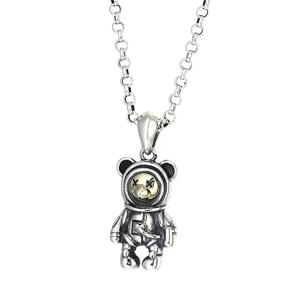 Mặt Dây Chuyền Nam Lili Jewelry Hình Gấu Teddy Cá Tính LILI_073640 Màu Bạc