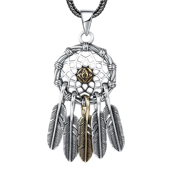 Mặt Dây Chuyền Nam Lili Jewelry Hình Lông Vũ Dreamcatcher LILI_080063 Màu Bạc/Vàng