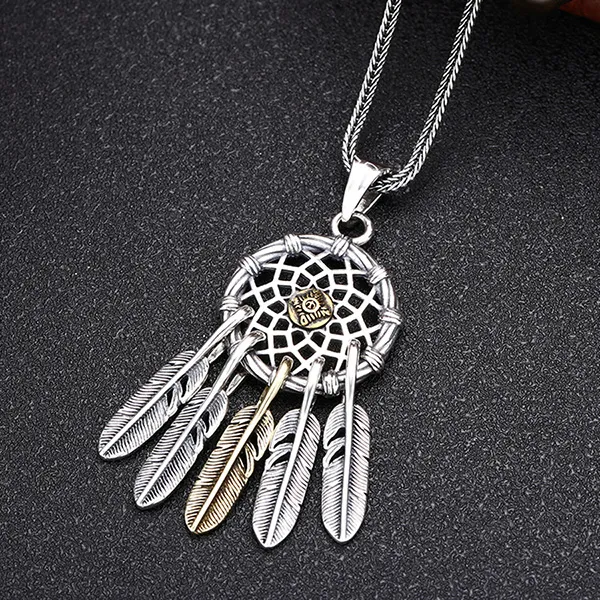 Mặt Dây Chuyền Nam Lili Jewelry Hình Lông Vũ Dreamcatcher LILI_080063 Màu Bạc/Vàng