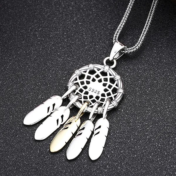 Mặt Dây Chuyền Nam Lili Jewelry Hình Lông Vũ Dreamcatcher LILI_080063 Màu Bạc/Vàng
