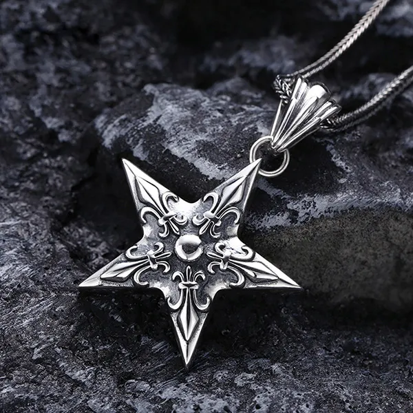 Mặt Dây Chuyền Nam Lili Jewelry Hình Ngôi Sao 5 Cánh Emory LILI_080241 Màu Bạc