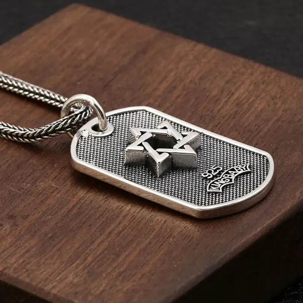 Mặt Dây Chuyền Nam Lili Jewelry Hình Ngôi Sao 6 Cánh Damari LILI_080276 Màu Bạc