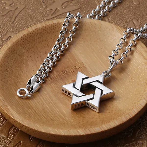 Mặt Dây Chuyền Nam Lili Jewelry Hình Ngôi Sao 6 Cánh Damir LILI_080321 Màu Bạc