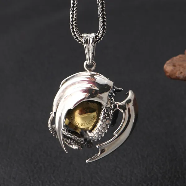 Mặt Dây Chuyền Nam Lili Jewelry Hình Rồng Abdullah LILI_080116 Màu Bạc