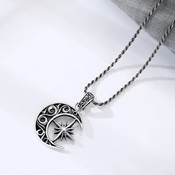 Mặt Dây Chuyền Nam Lili Jewelry Hình Trăng Sao Cason LILI_080074 Màu Bạc Đen