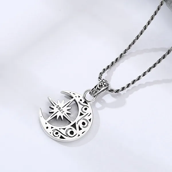 Mặt Dây Chuyền Nam Lili Jewelry Hình Trăng Sao Cason LILI_080074 Màu Bạc Đen