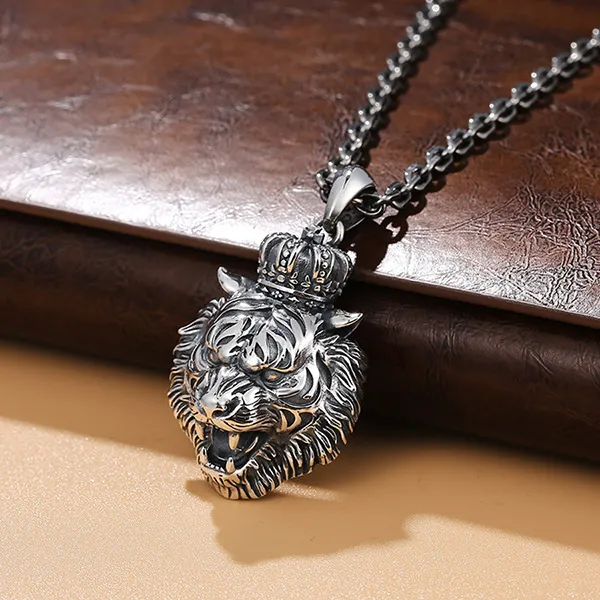 Mặt Dây Chuyền Nam Lili Jewelry Hổ Trắng Bengal LILI_076145 Màu Bạc