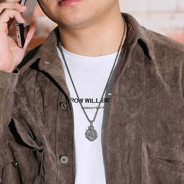 Mặt Dây Chuyền Nam Lili Jewelry Hổ Trắng Bengal LILI_076145 Màu Bạc