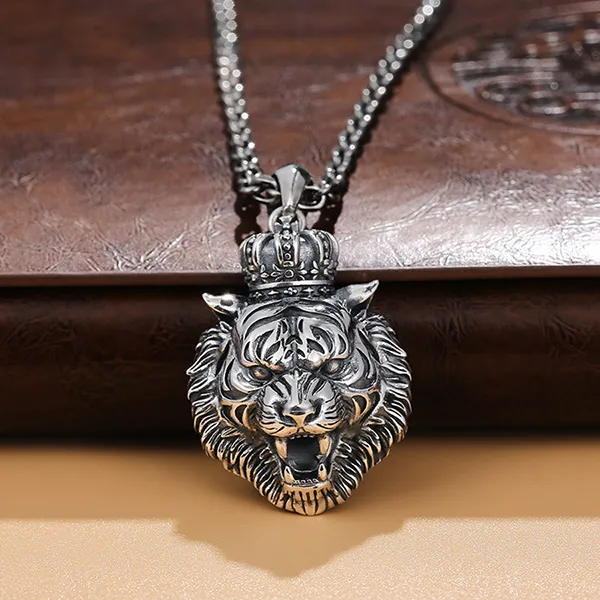Mặt Dây Chuyền Nam Lili Jewelry Hổ Trắng Bengal LILI_076145 Màu Bạc