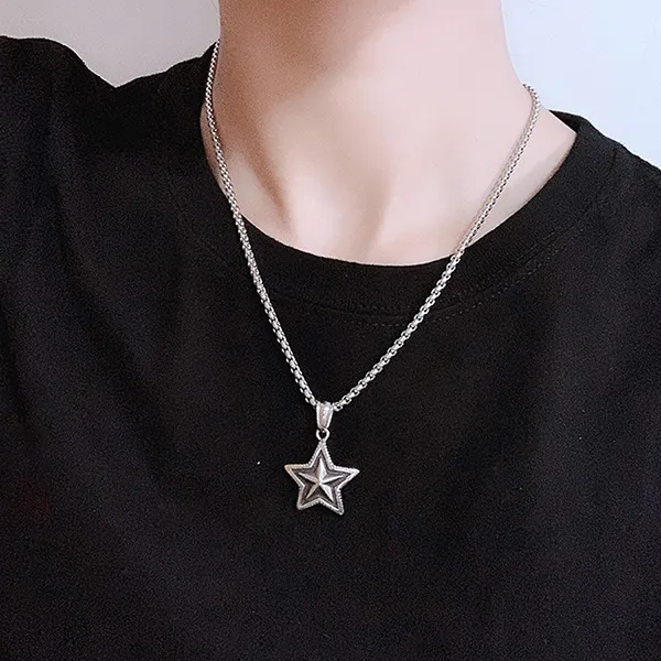 Mặt Dây Chuyền Nam Lili Jewelry Ngôi Sao 5 Cánh Demetrius LILI_076993 Màu Bạc