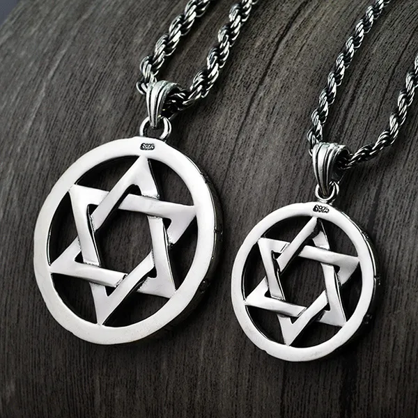Mặt Dây Chuyền Nam Lili Jewelry Vòng Tròn Ngôi Sao Hexagram LILI_073591 Cỡ Lỡn Màu Bạc - Trang sức - Vua Hàng Hiệu