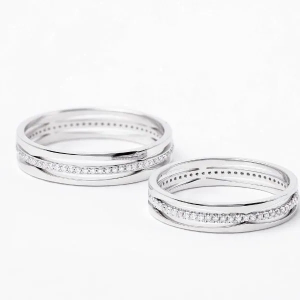 Nhẫn Cưới Morina Elysian Auréole Lumina C4772 Màu Vàng Trắng